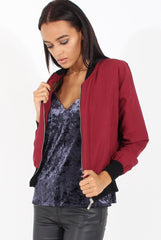 Wine Bomber Jacket - Maisie-Jackets