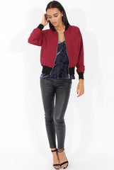 Wine Bomber Jacket - Maisie-Jackets