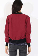 Wine Bomber Jacket - Maisie-Jackets