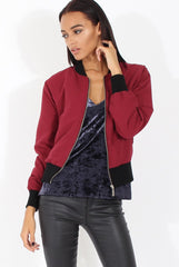 Wine Bomber Jacket - Maisie-Jackets