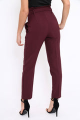 Wine Bow Belted Tapered Trousers - Miley-Trousers