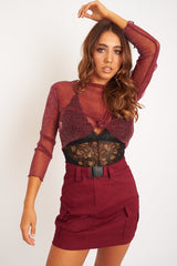 Wine Buckle Belted Utility Skirt - Fallyn-Skirts