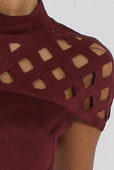 Wine Cage High Neck Suede Top - Lizzie-Tops