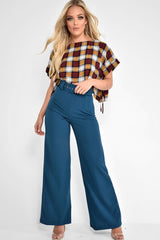 Wine Check Tie Side Crop Top - Brieann-Tops