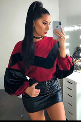 Wine Chevron Fur Jumper - Lara-Tops