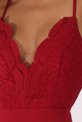 Wine Crochet Cross Back Bodysuit - Crecia-Bodysuits