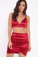 Wine Crop top and Skirt Co-ord - Jazmina-Co-ords