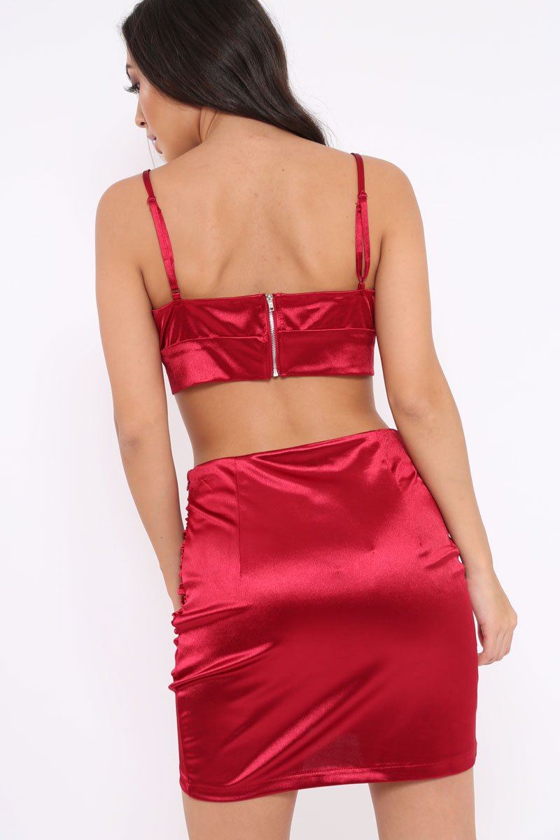 Wine Crop top and Skirt Co-ord - Jazmina-Co-ords