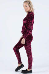 Wine Crushed Velvet Tracksuit - Romy-Tracksuits
