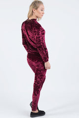 Wine Crushed Velvet Tracksuit - Romy-Tracksuits