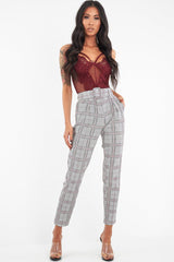 Wine Fishnet Floral Lace Strappy Mesh Bodysuit - Hallee-Bodysuits