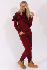 Wine Frill Layer Tracksuit - Tawney-Tracksuits