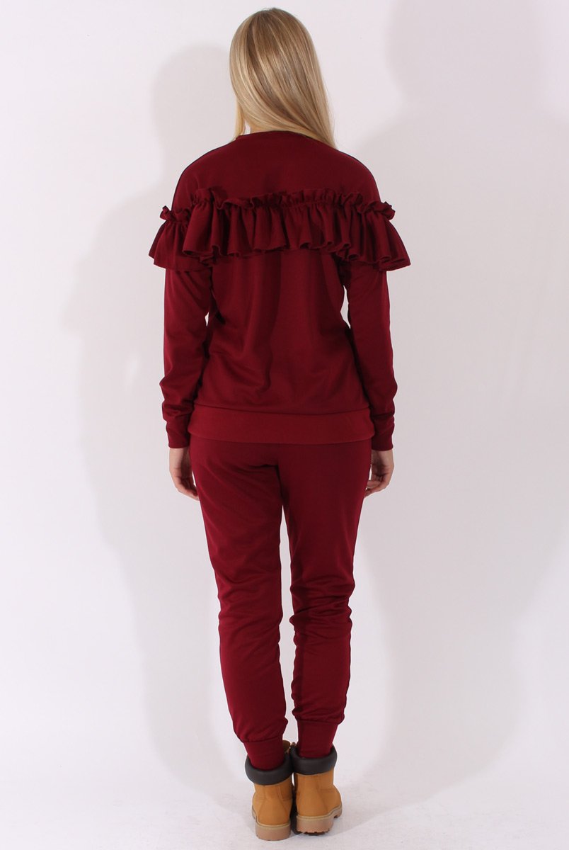 Wine Frill Layer Tracksuit - Tawney-Tracksuits