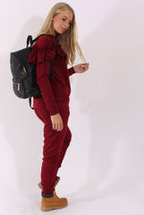 Wine Frill Layer Tracksuit - Tawney-Tracksuits