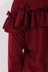 Wine Frill Layer Tracksuit - Tawney-Tracksuits