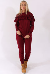 Wine Frill Layer Tracksuit - Tawney-Tracksuits