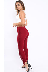 Wine Fringe Leggings - Rosaleen-Trousers