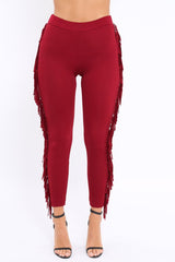 Wine Fringe Leggings - Rosaleen-Trousers