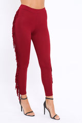 Wine Fringe Leggings - Rosaleen-Trousers