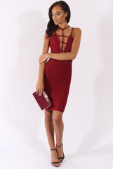 Wine Front Harness Bodycon Dress - Nella-Dresses