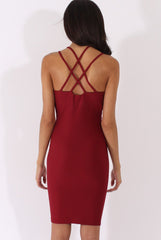 Wine Front Harness Bodycon Dress - Nella-Dresses