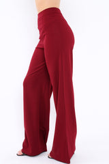 Wine High Waist Flare Trousers -Tisha-Trousers