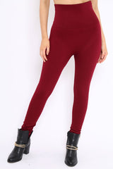 Wine High Waisted Shape Leggings - Binky-Trousers