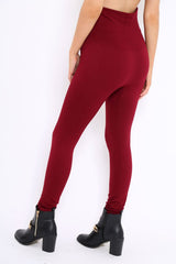 Wine High Waisted Shape Leggings - Binky-Trousers