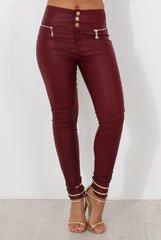 Wine High Waisted Skinny Jeans-Joffy-Jeans