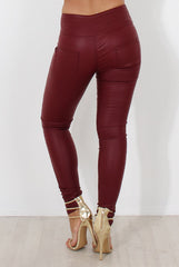 Wine High Waisted Skinny Jeans-Joffy-Jeans