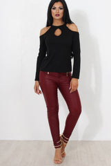 Wine High Waisted Skinny Jeans-Joffy-Jeans
