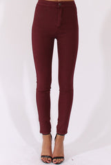 Wine High Waisted Skinny Jeans - Riley-Jeans