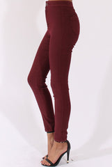 Wine High Waisted Skinny Jeans - Riley-Jeans