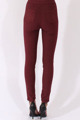 Wine High Waisted Skinny Jeans - Riley-Jeans