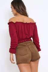 Wine Key Hole Bust Crop Top - Caitie-Crop Tops