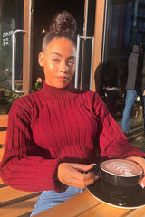 Wine Knit High Neck Jumper - Jaelynn-Jumper