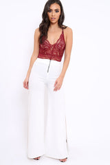 Wine Lace Cross Back Bodysuit - Brogan-Bodysuits