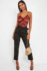 Wine Lace Open Back Bodysuit - Demani-Bodysuits