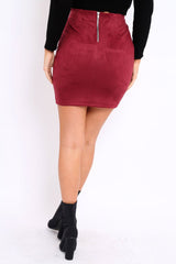Wine Lace Up Suedette Mini Skirt - Tiara-Skirts