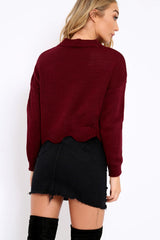 Wine Lace up Jumper - Deena-Jumper