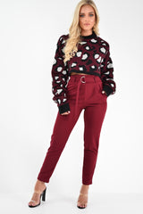 Wine Leopard Crop Batwing Jumper - Raigen-Jumper