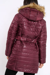 Wine Longline Puffer Jacket - Alexandra-Coats