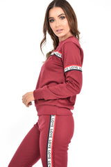 Wine Love Slogan Tape Loungewear Set - Kaisy-Loungewear