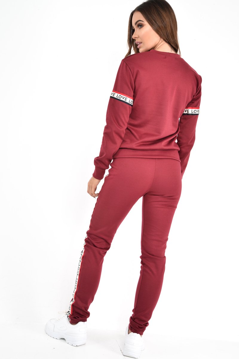 Wine Love Slogan Tape Loungewear Set - Kaisy-Loungewear