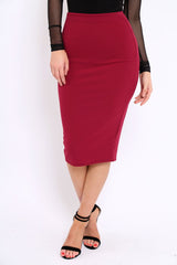 Wine Midi Bodycon Skirt - Tiffy-Skirts
