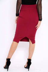 Wine Midi Bodycon Skirt - Tiffy-Skirts