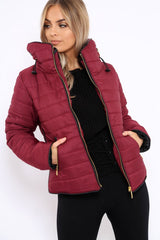 Wine Padded Coat - Zara-Coats