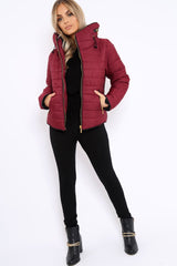 Wine Padded Coat - Zara-Coats
