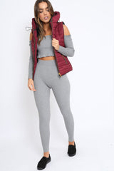 Wine Padded Gilet - Ariella-Jackets
