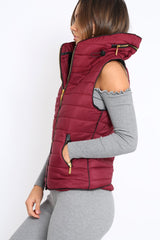Wine Padded Gilet - Ariella-Jackets